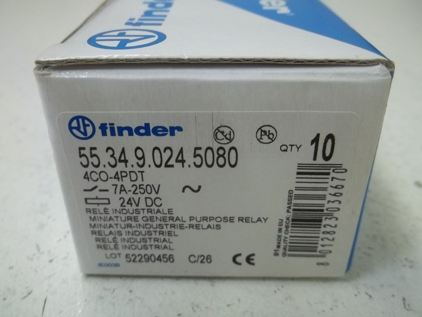 LOT OF 10 FINDER 55.34.9.024.5080 RELAY 7A-250V 24V DC *NEW IN BOX*