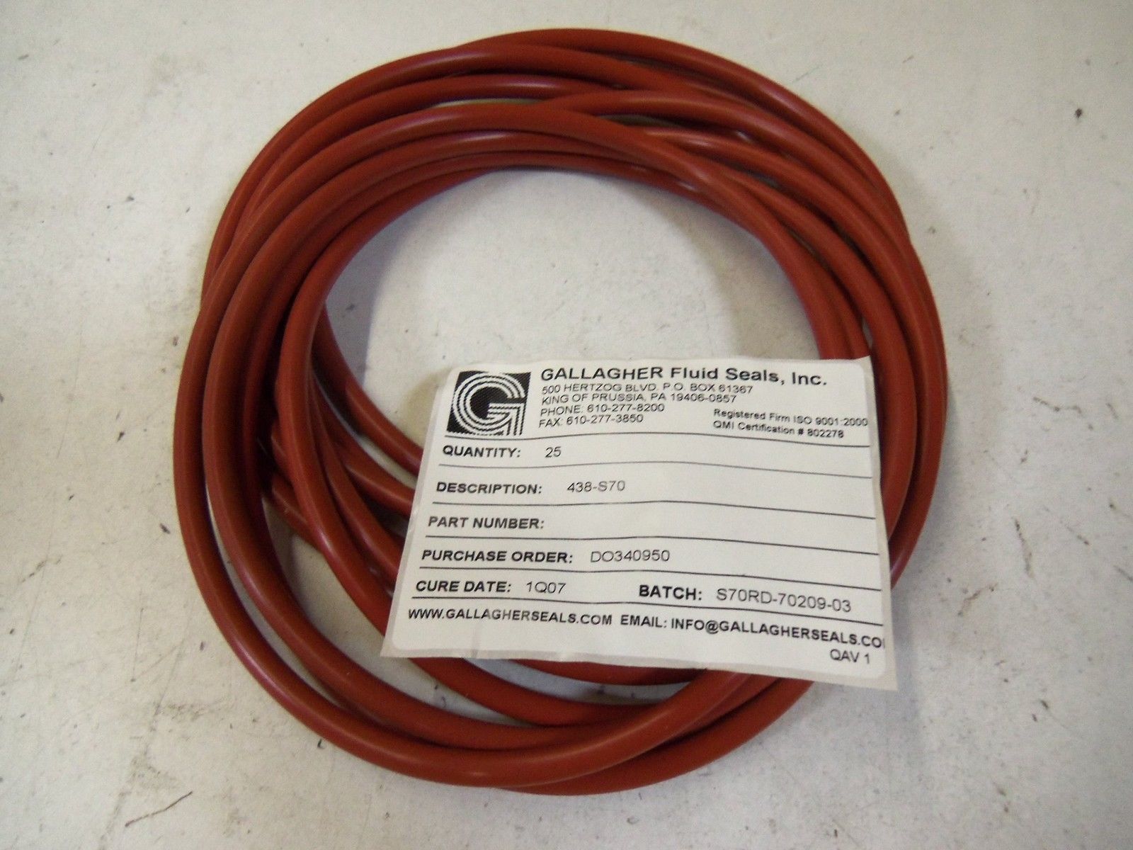 LOT OF 10 GALLAGHER FLUID SEALS, INC.438-S70 *NEW NO BOX*