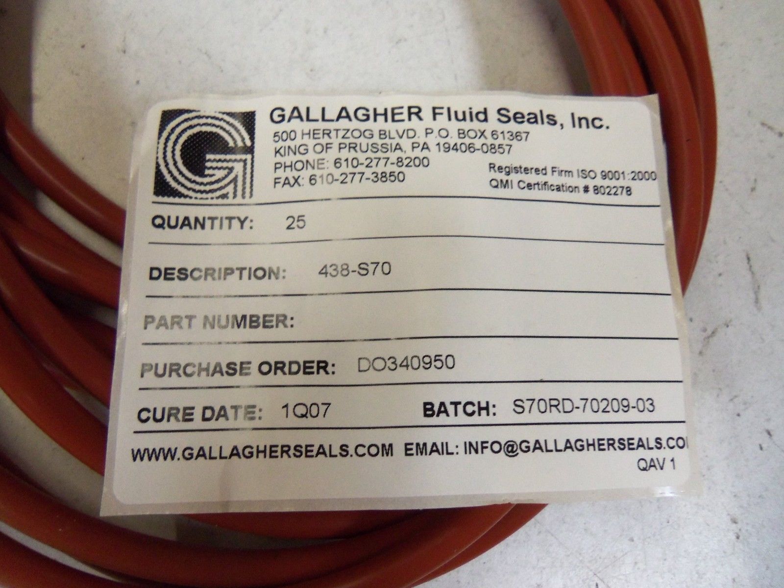 LOT OF 10 GALLAGHER FLUID SEALS, INC.438-S70 *NEW NO BOX*