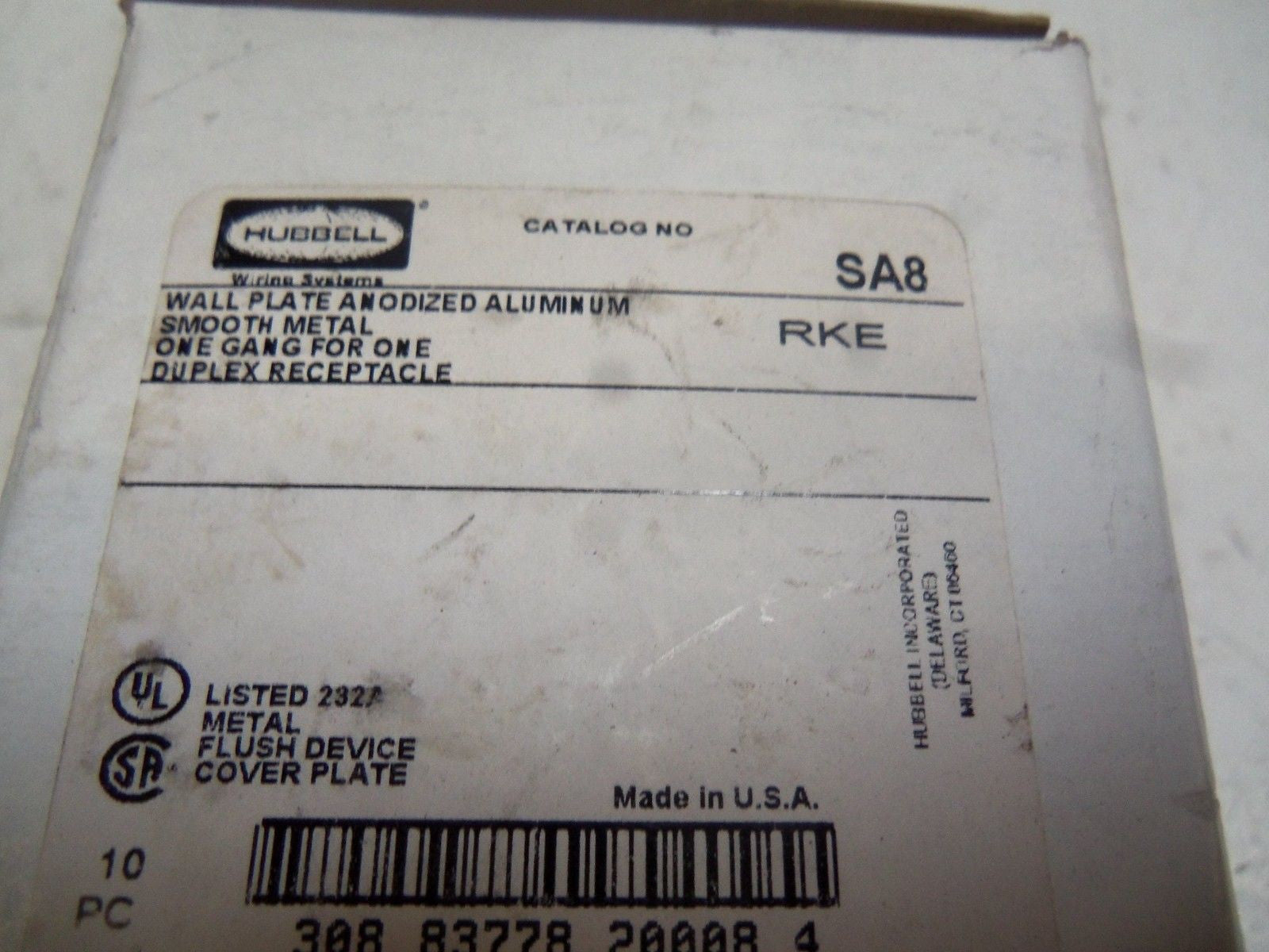 LOT OF 10 HUBBELL SA8 WALLPLATE *NEW IN BOX*