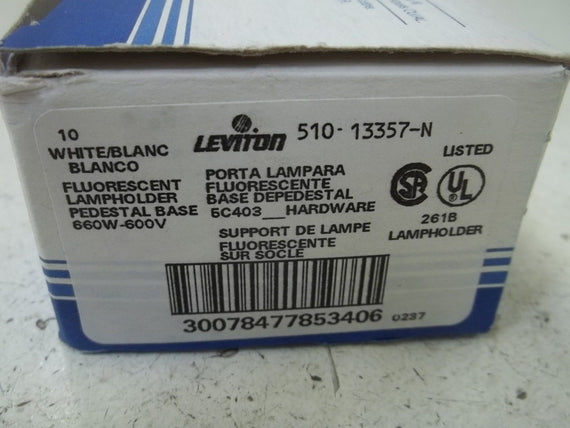 LOT OF 10 LEVITON 13357-N FLUORESCENT LAMPHOLDER 600W-600V *NEW IN BOX*