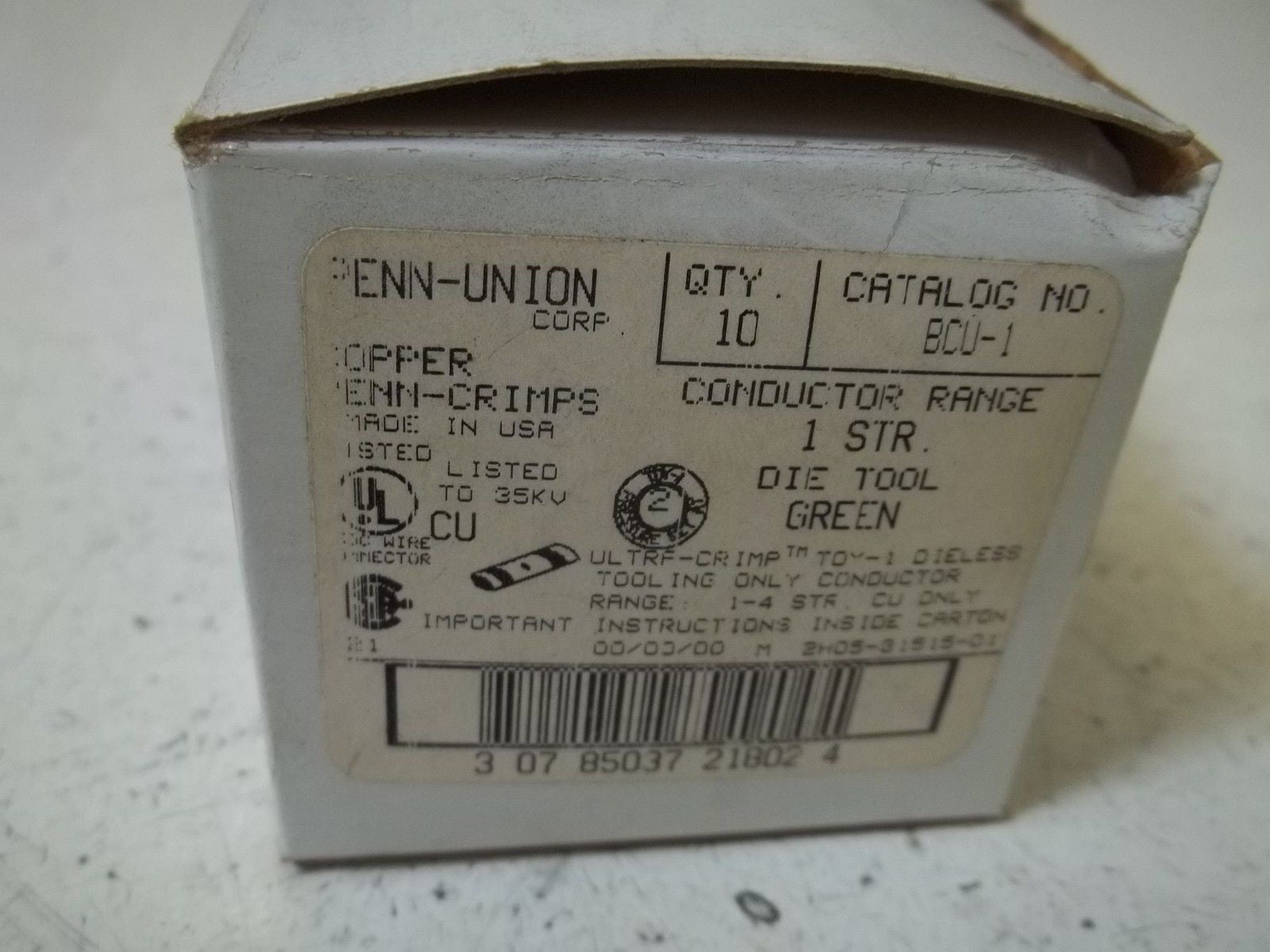LOT OF 10 PENN-UNION BCU-1 CONDUCTOR RANGE 1STR. DIE TOOL GREEN *NEW IN BOX*
