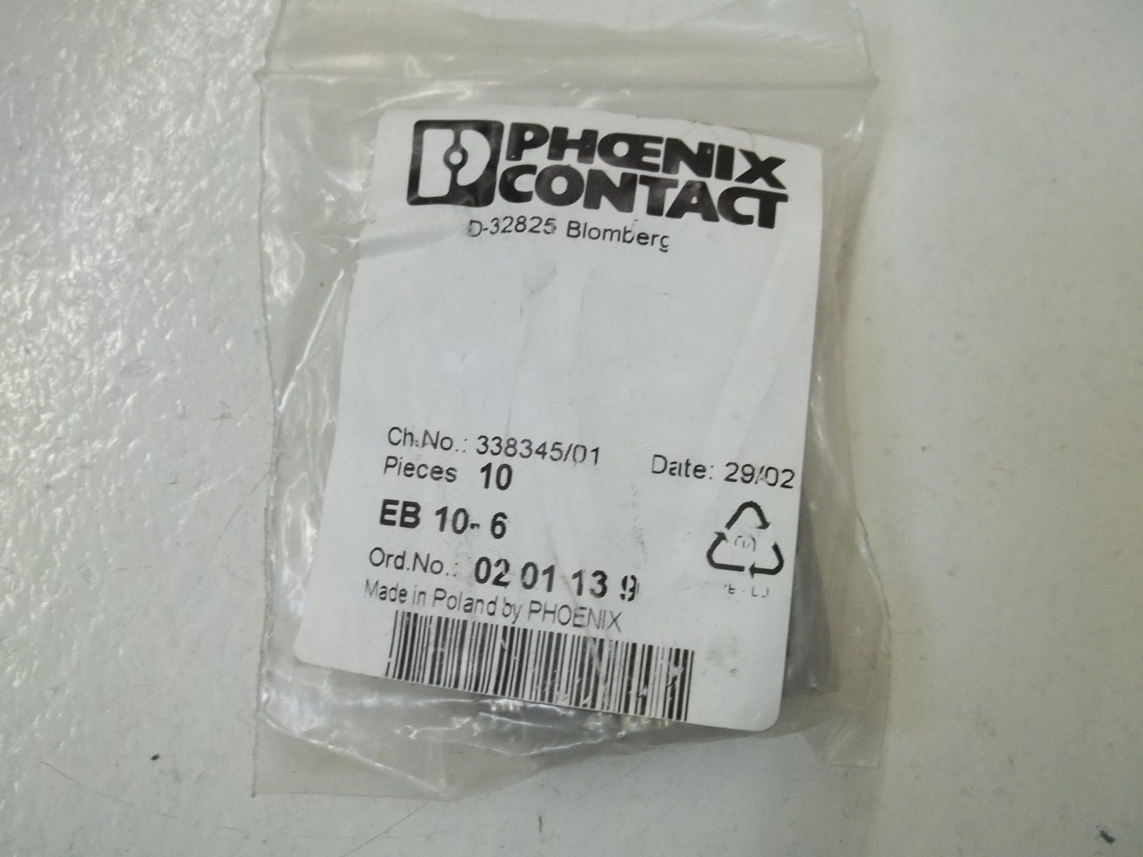 LOT OF 10 PHOENIX CONTACT EB10-6 INSERTION BRIDGE *NEW IN A FACTORY BAG*