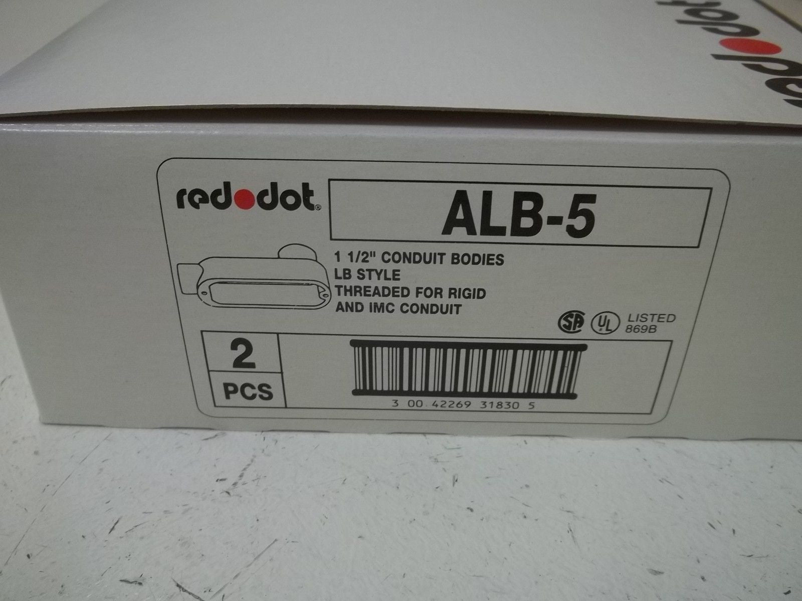 LOT OF 10 RED DOT ALB-5 1-1/2" CONDUIT BODY LB TYPE *NEW IN BOX*