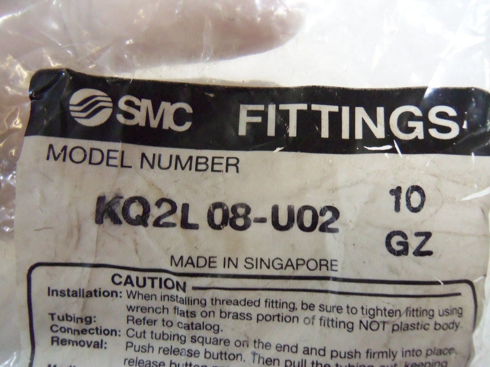 LOT OF 10  SMC FITTINGS KQ2L08-U02 *NEW IN FACTORY BAG*