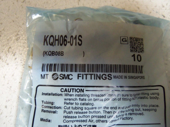 LOT OF 10 SMC FITTINGS KQH06-01S *NEW IN FACTORY BAG*