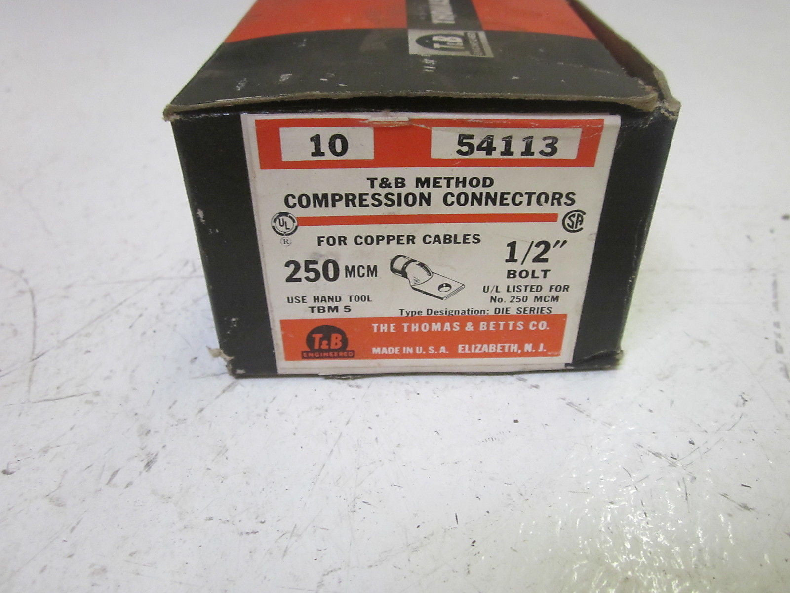 LOT OF 10 THOMAS & BETTS 54113 COMPRESSION CONNECTORS 1/2" BOLT *NEW IN BOX*