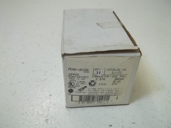 LOT OF 11 PENN-UION BLU-2S2 CONDUCTOR -DIE TOOL BROWN 3/8" *NEW IN BOX*