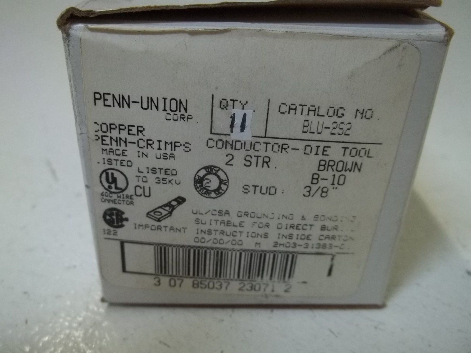 LOT OF 11 PENN-UION BLU-2S2 CONDUCTOR -DIE TOOL BROWN 3/8" *NEW IN BOX*