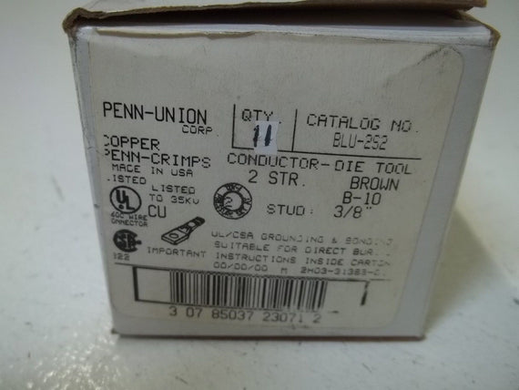 LOT OF 11 PENN-UION BLU-2S2 CONDUCTOR -DIE TOOL BROWN 3/8" *NEW IN BOX*
