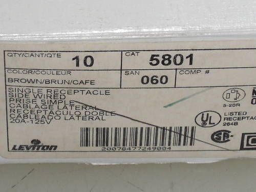 LOT OF 16 LEVITON SINGLE RECEPTACLE 5801  *NEW IN BOX*