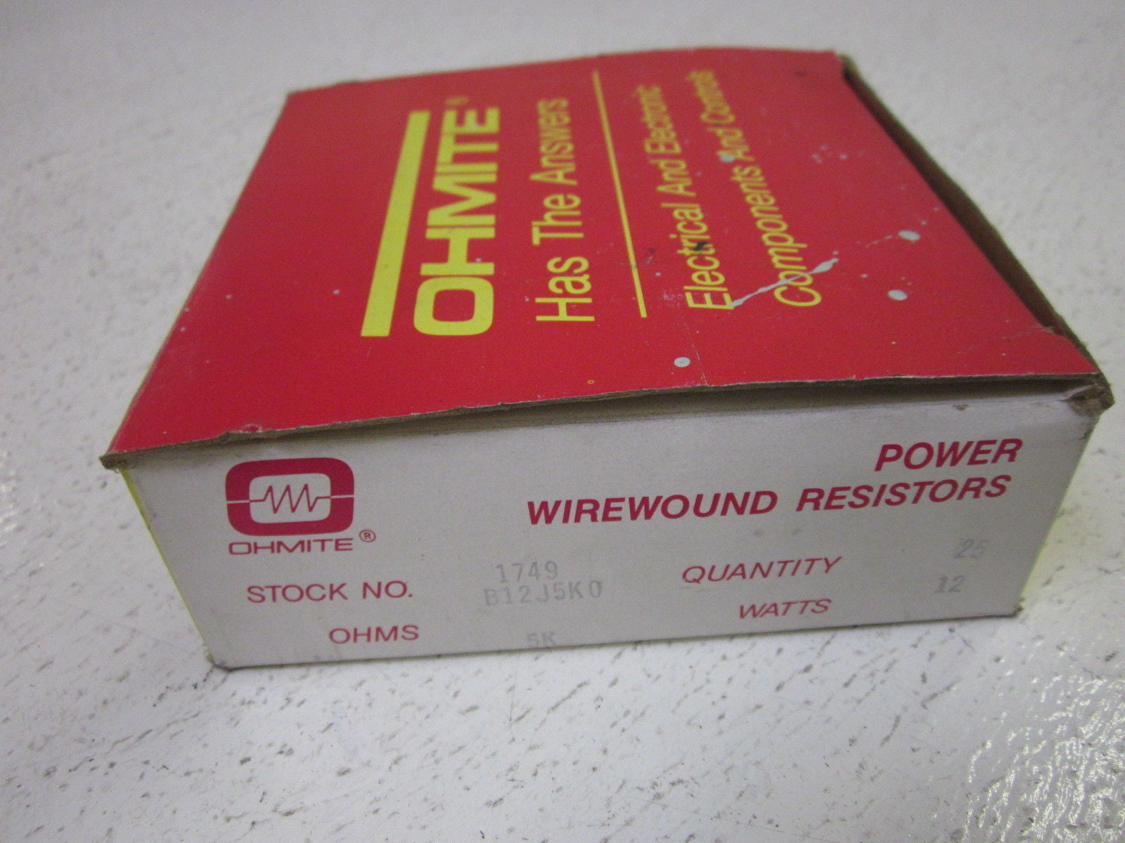 LOT OF 16 OHMITE 1749 B12J-5K0 WIREWOUND RESISTORS 5K OHMS*NEW IN BOX*