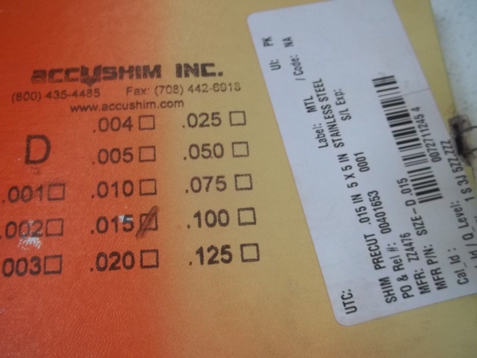 LOT OF 20 ACCUSHIM INC. D.015 *NEW IN BOX*