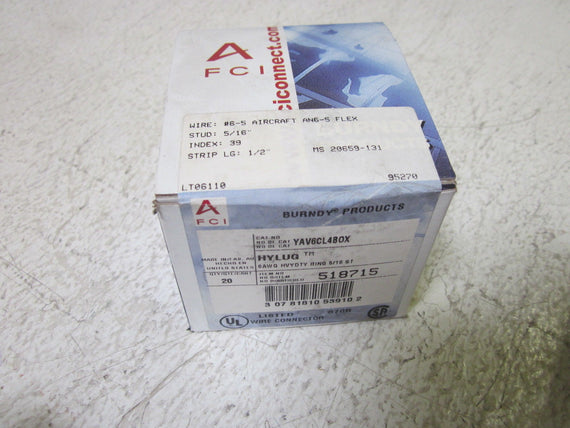 LOT OF 20 BURNDY YAV6CL4BOX HEAVY DUTY RING *NEW IN BOX*