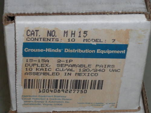 LOT OF 20 CROUSE-HINDS MH15-15 CIRCUIT BREAKER *NEW IN BOX*