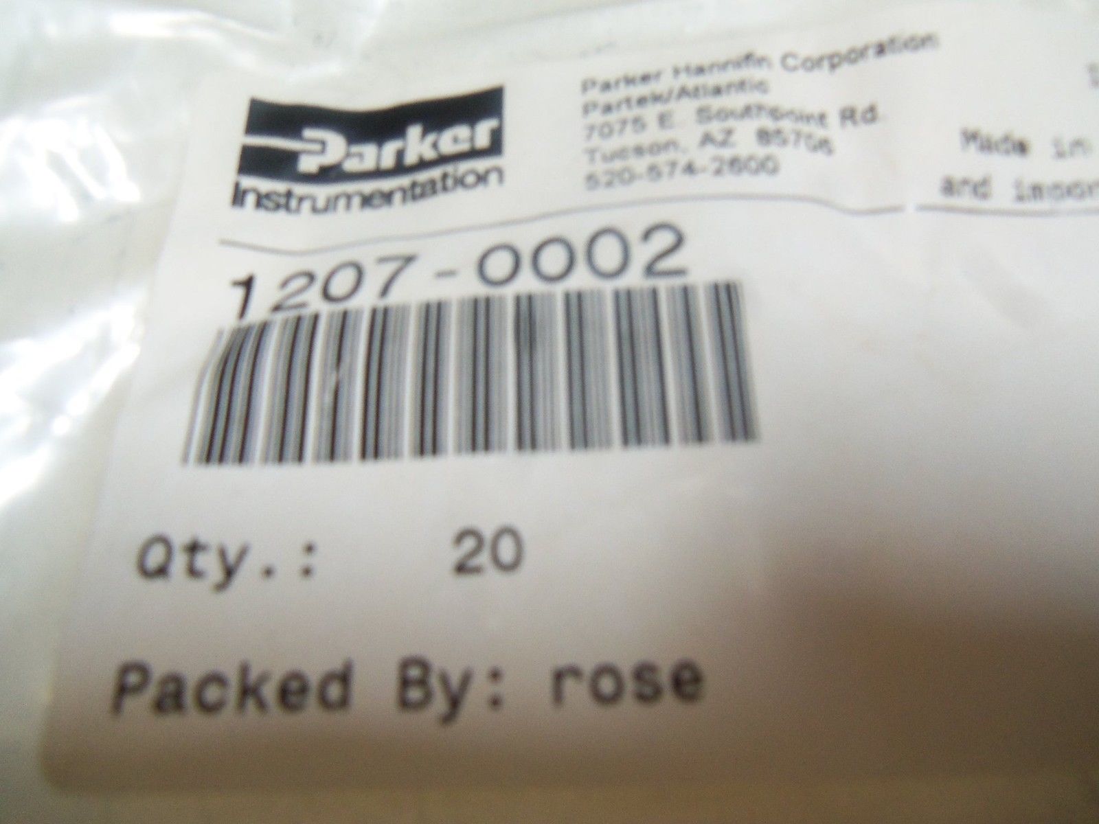 LOT OF 20 PARKER 1207-0002 *NEW IN FACTORY BAG*