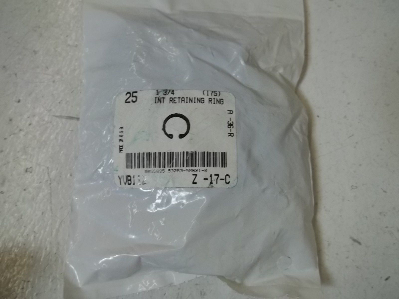 LOT OF 25 Z-17-C 1-3/4" INT RETAINING RING *NEW IN A FACTORY BAG*