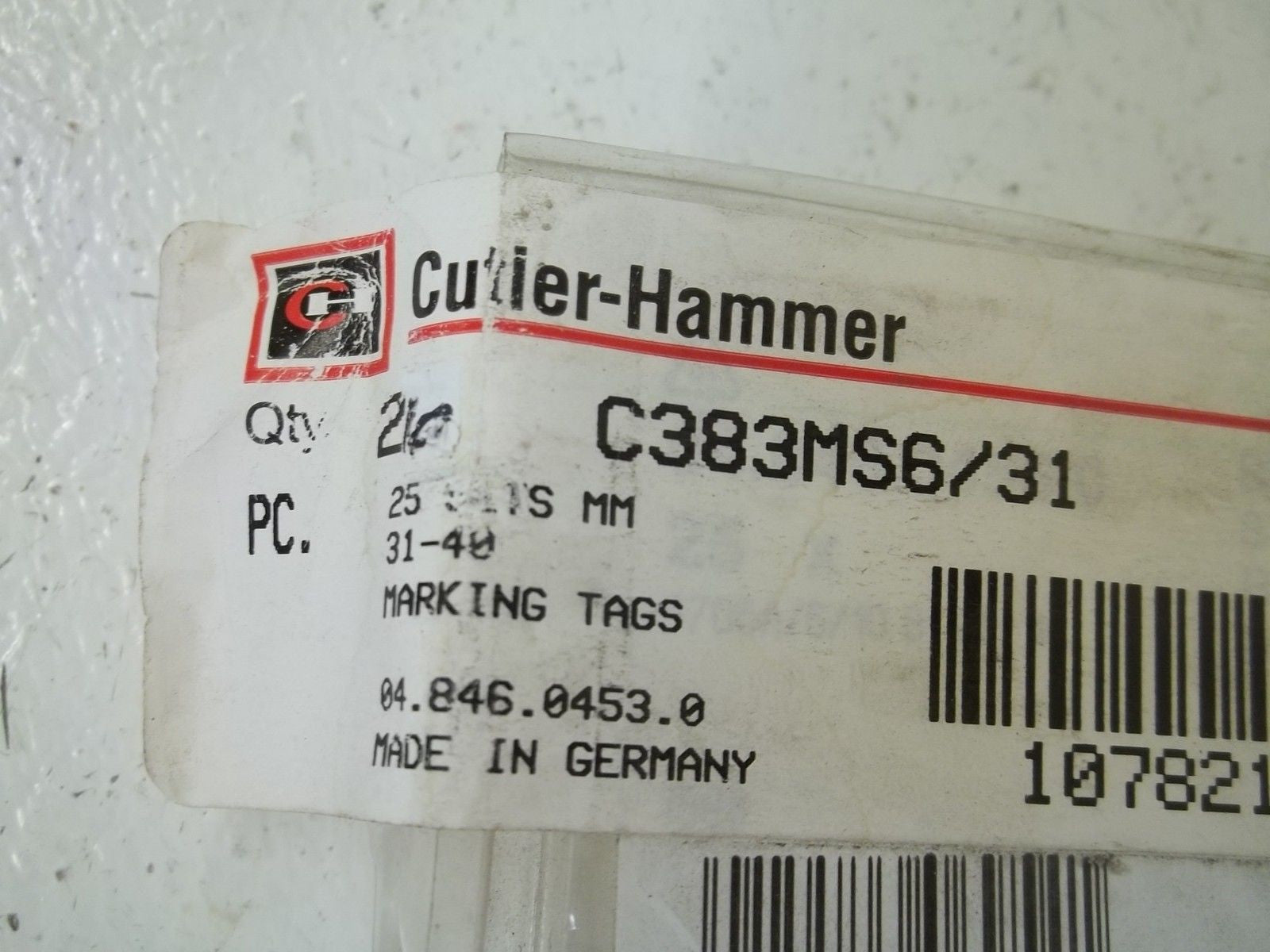 LOT OF 26 CUTLER-HAMMER C383MS6/31 MARK.TAG STRIPS 31-40*ORIGINAL PACKAGE*