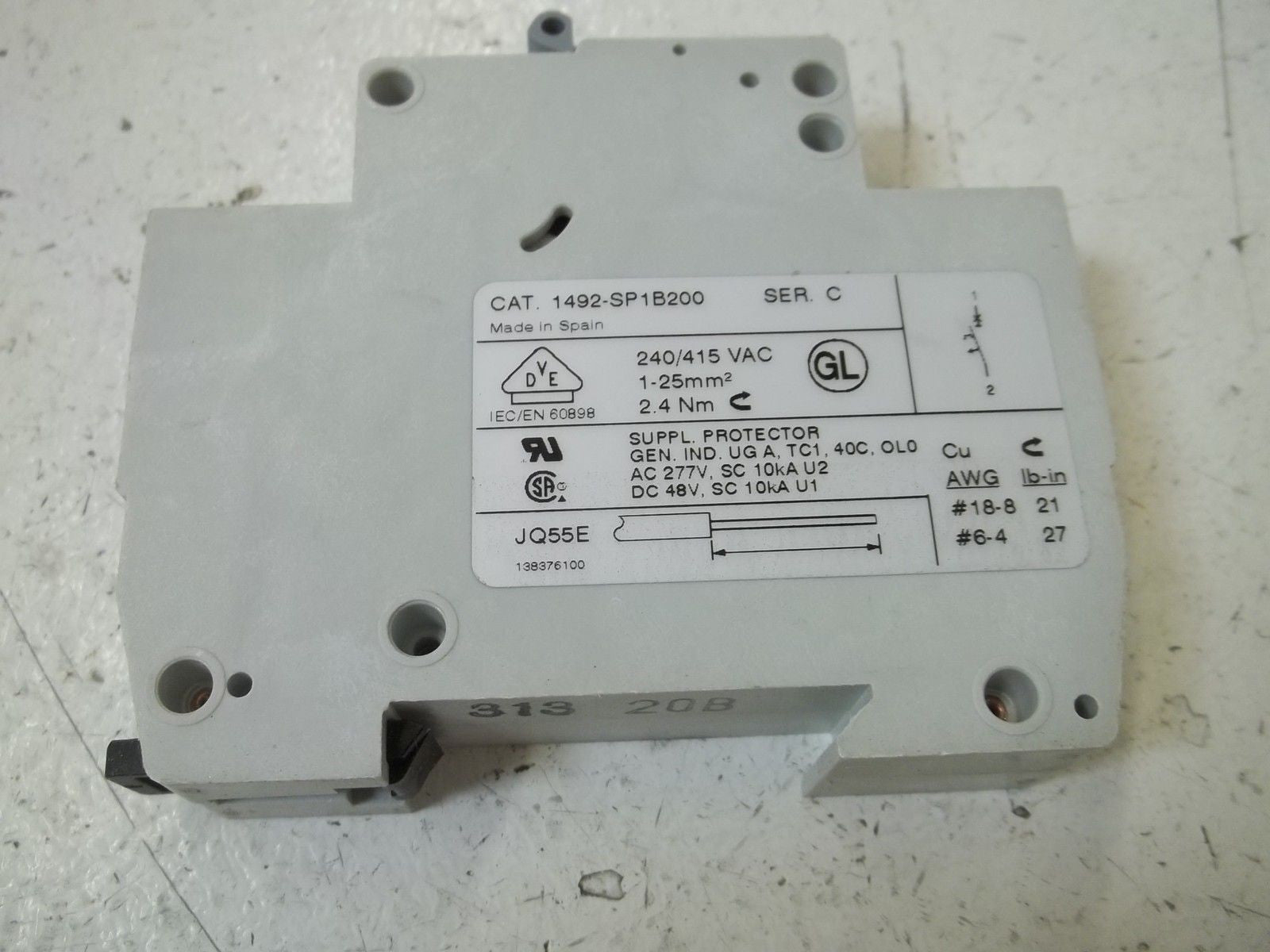 LOT OF 2 ALLEN BRADLEY 1492-SP1B200 SER.C MINIATURE CIRCUIT BREAKER*NEW IN BOX