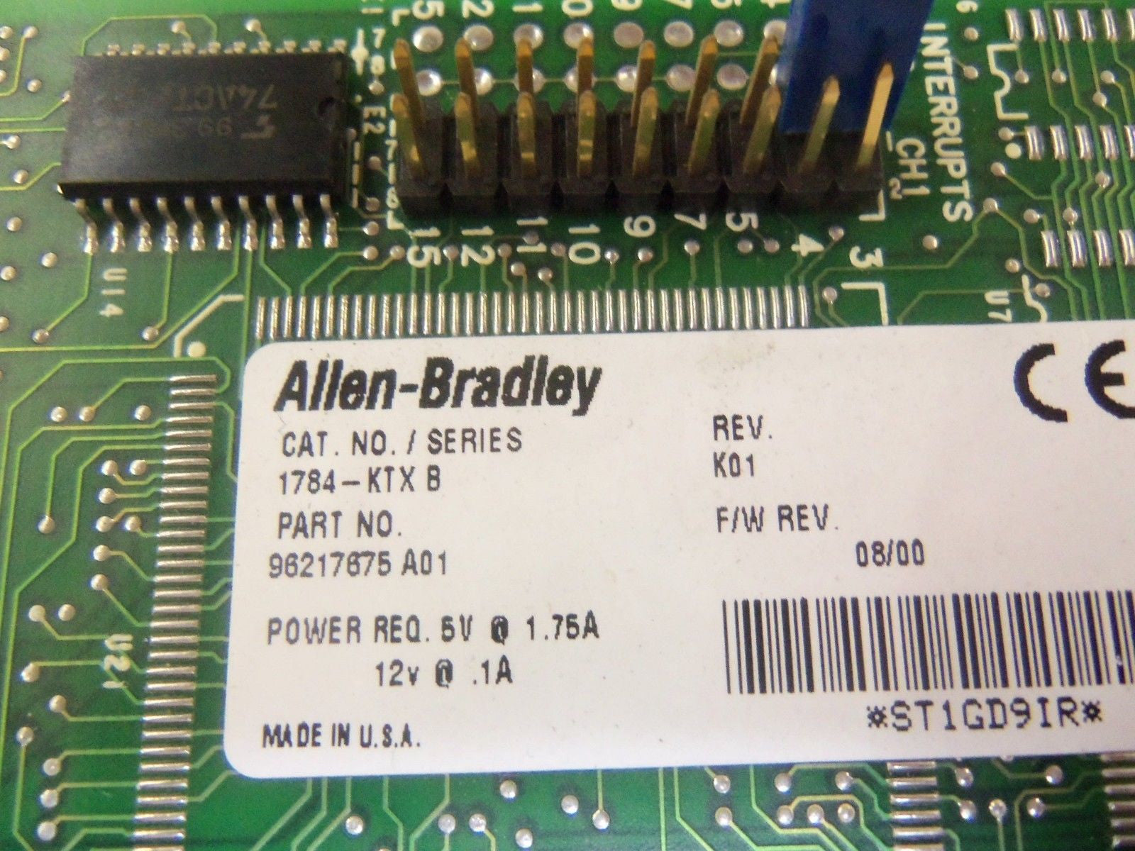 ALLEN BRADLEY 1784-KTX SER. B COMMUNICATION INTERFACE CARD *USED*