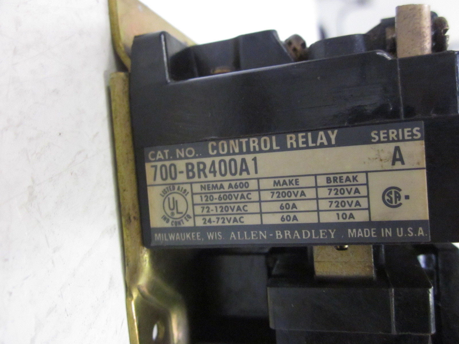LOT OF 2 ALLEN BRADLEY 700-BR400A1 120V *USED*