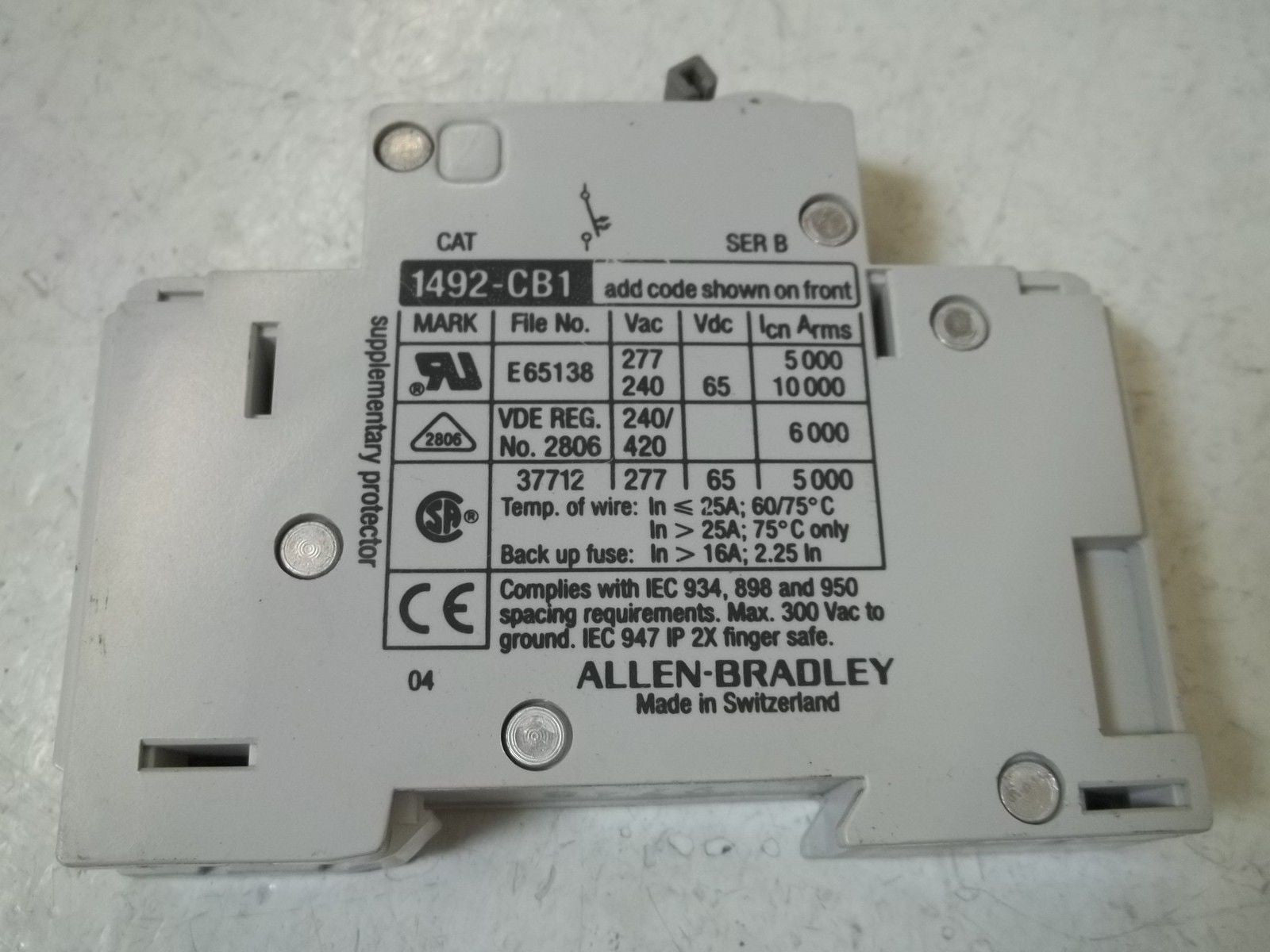 LOT OF 2 ALLEN BRADLEY 1492-CB1G400 SER. B CIRCUIT BREAKER 40A *USED*
