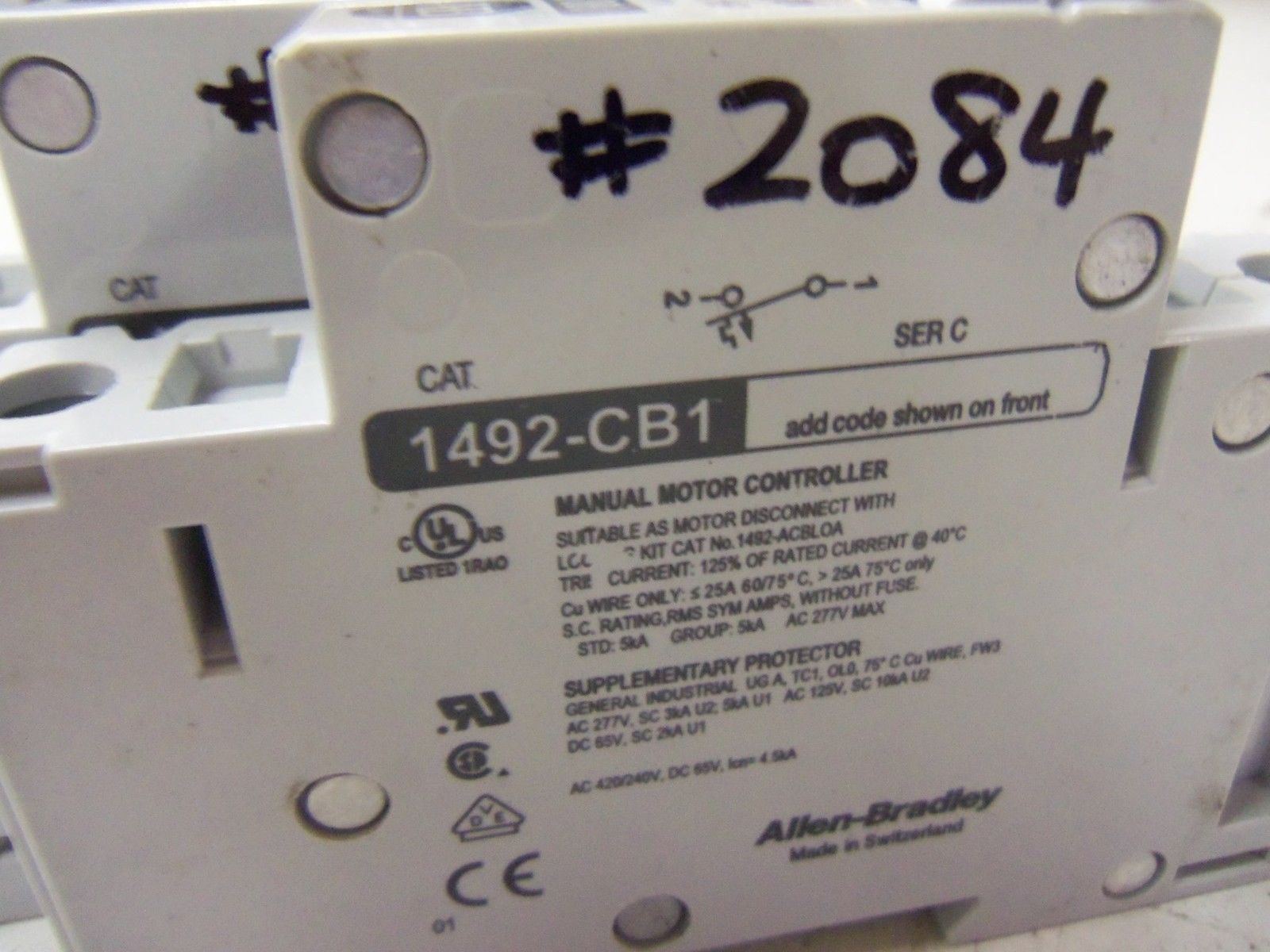 LOT OF 2 ALLEN BRADLEY 1492-CB1G080 SER. C CIRCUIT BREAKER 8A 1HP *NEW NO BOX*