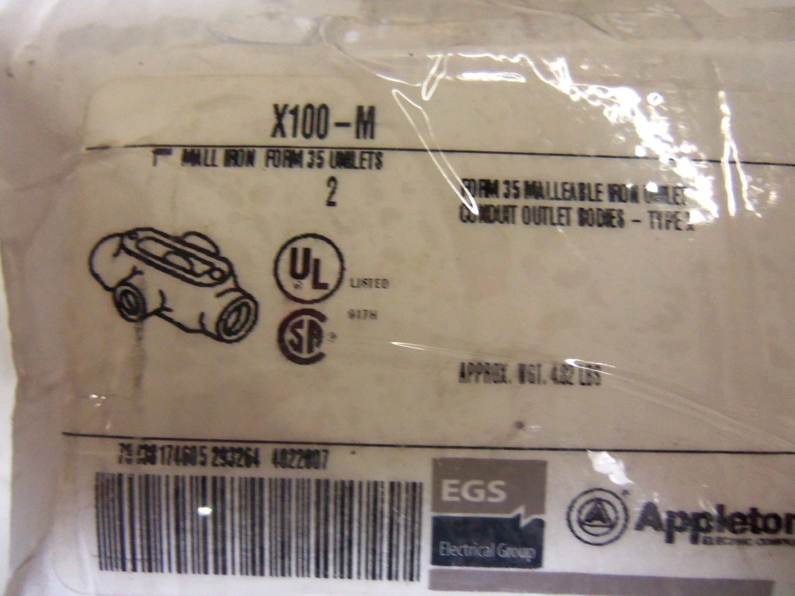 LOT OF 2 APPLETON X100-M CONDUIT *NEW IN BOX*