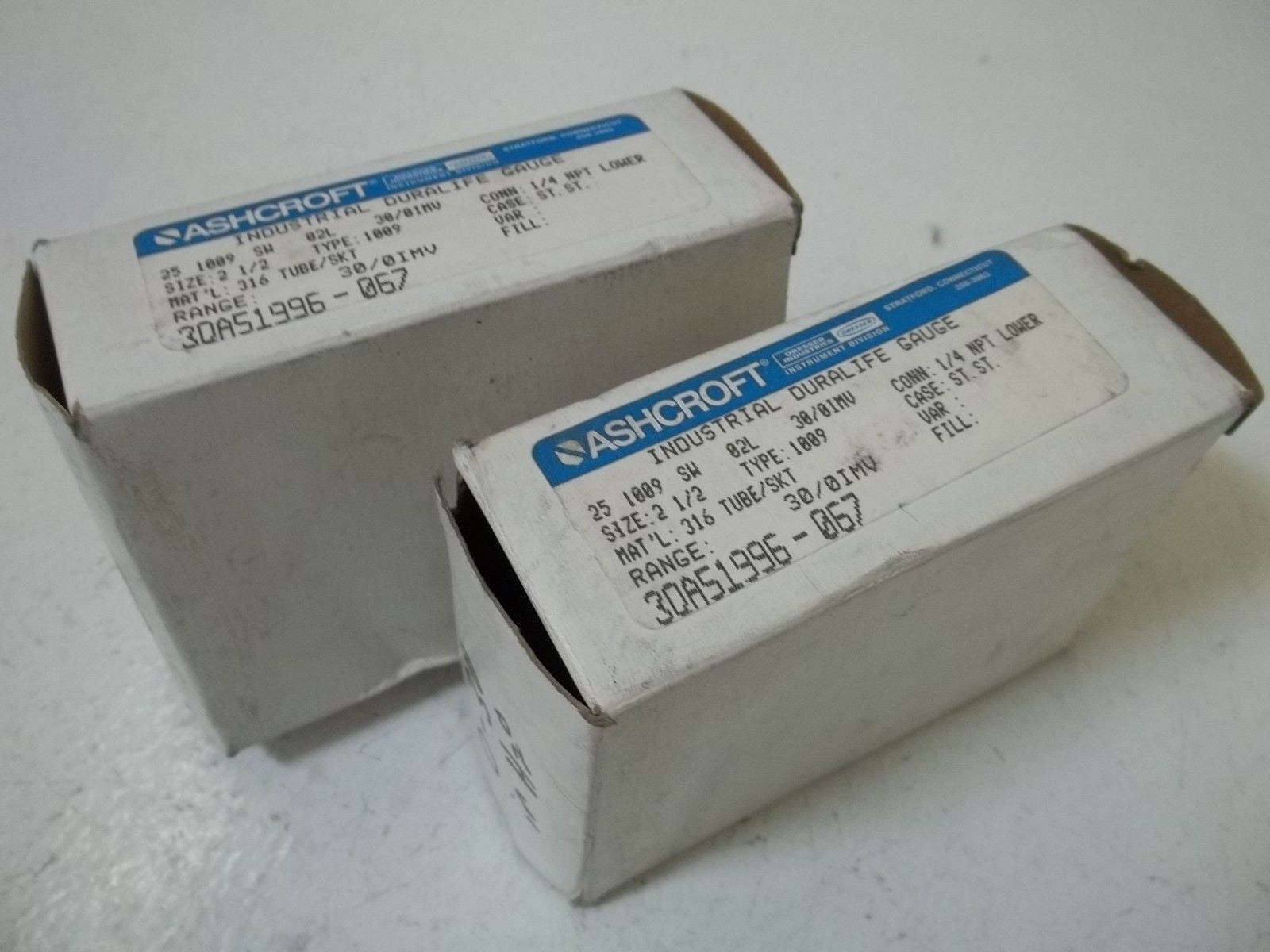 ASHCROFT 251009SW02L-30/0IMV PRESSURE GAUGE 30-0 IMV *NEW IN BOX*