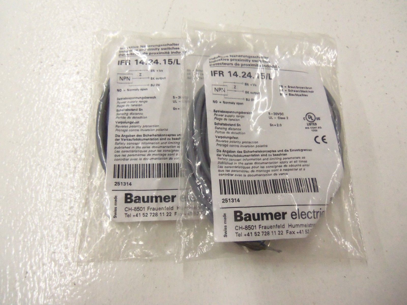 LOT OF 2 BAUMER IFR 14.24.15/L *NEW IN BAG*