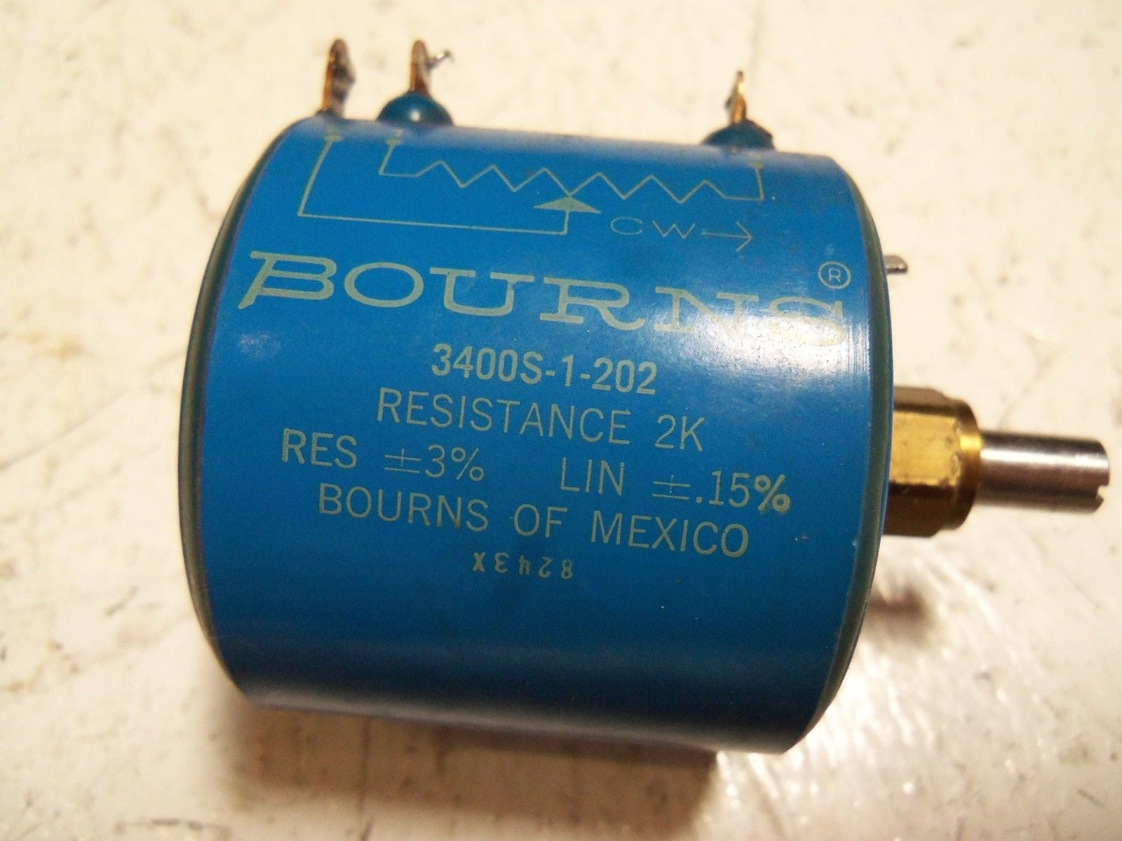 LOT OF 2 BOURNS 3400S-1-202 POTENTIOMETER *USED*