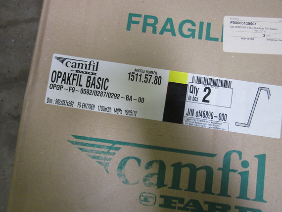 LOT OF 2 CAMFIL OPGP-F9-0592/0287/0292-BA-00 FILTER *NEW IN BOX*
