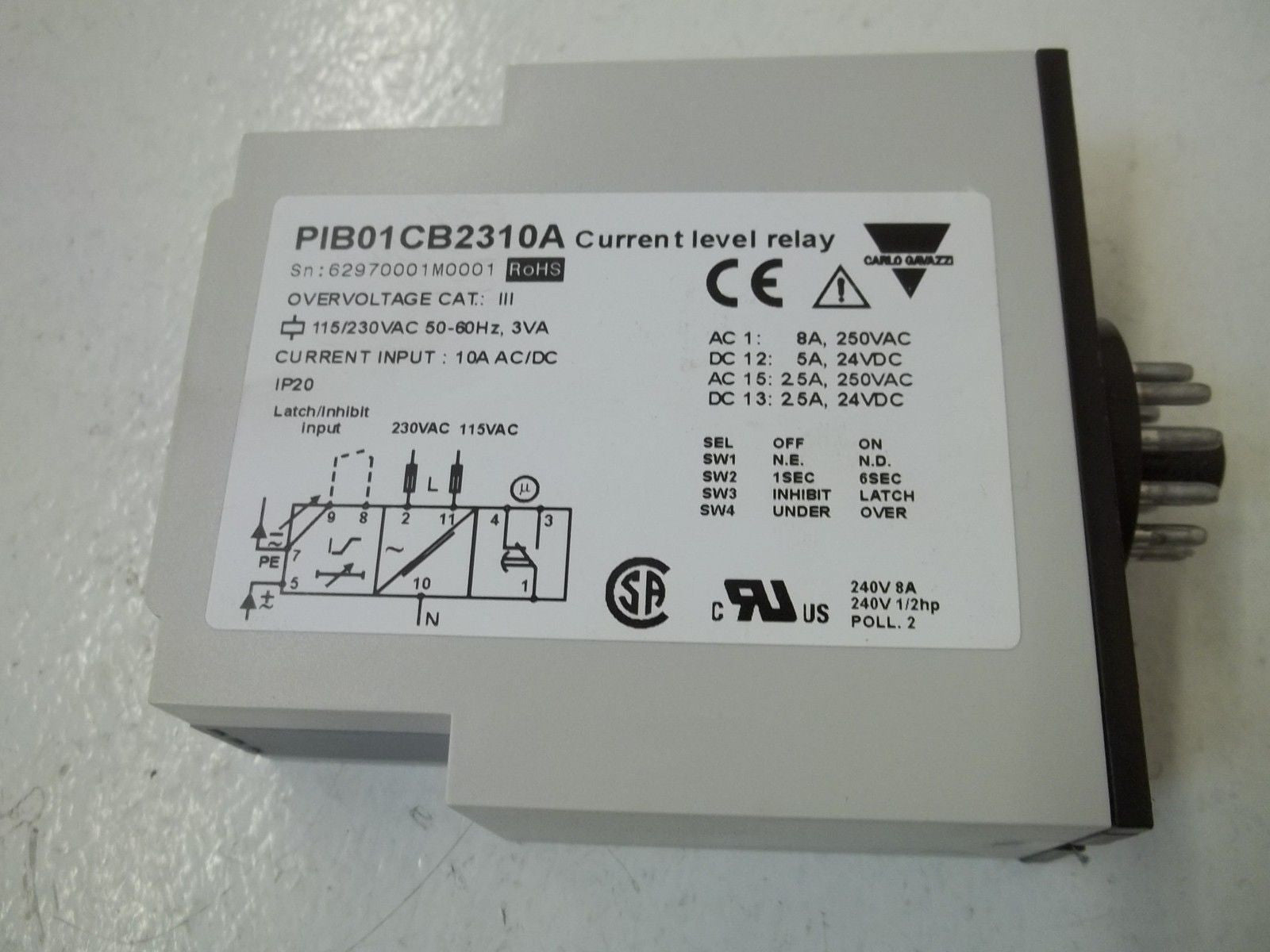 LOT OF 2 CARLO GAVAZZI PIB01CB2310A CURRENT LEVEL RELAY *NEW IN A  BOX*