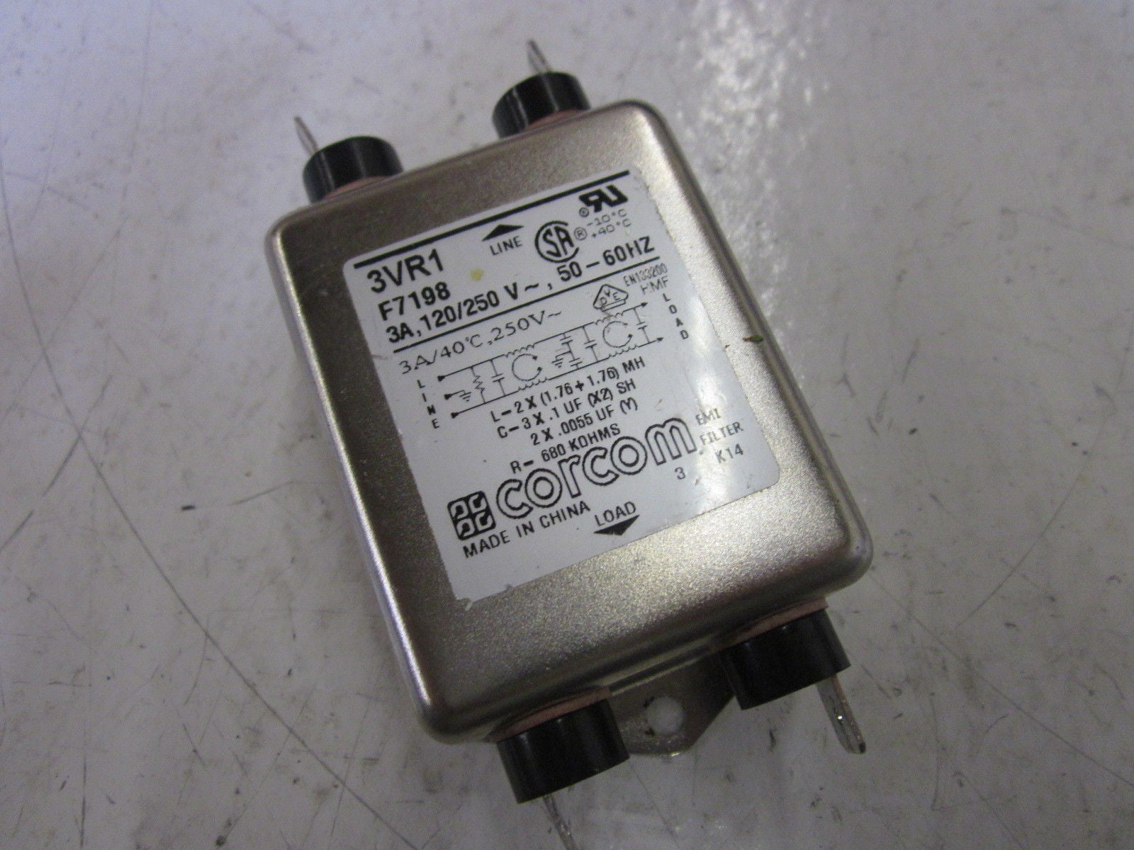 LOT OF 2 CORCOM 3VR1 F7198 250V *USED*