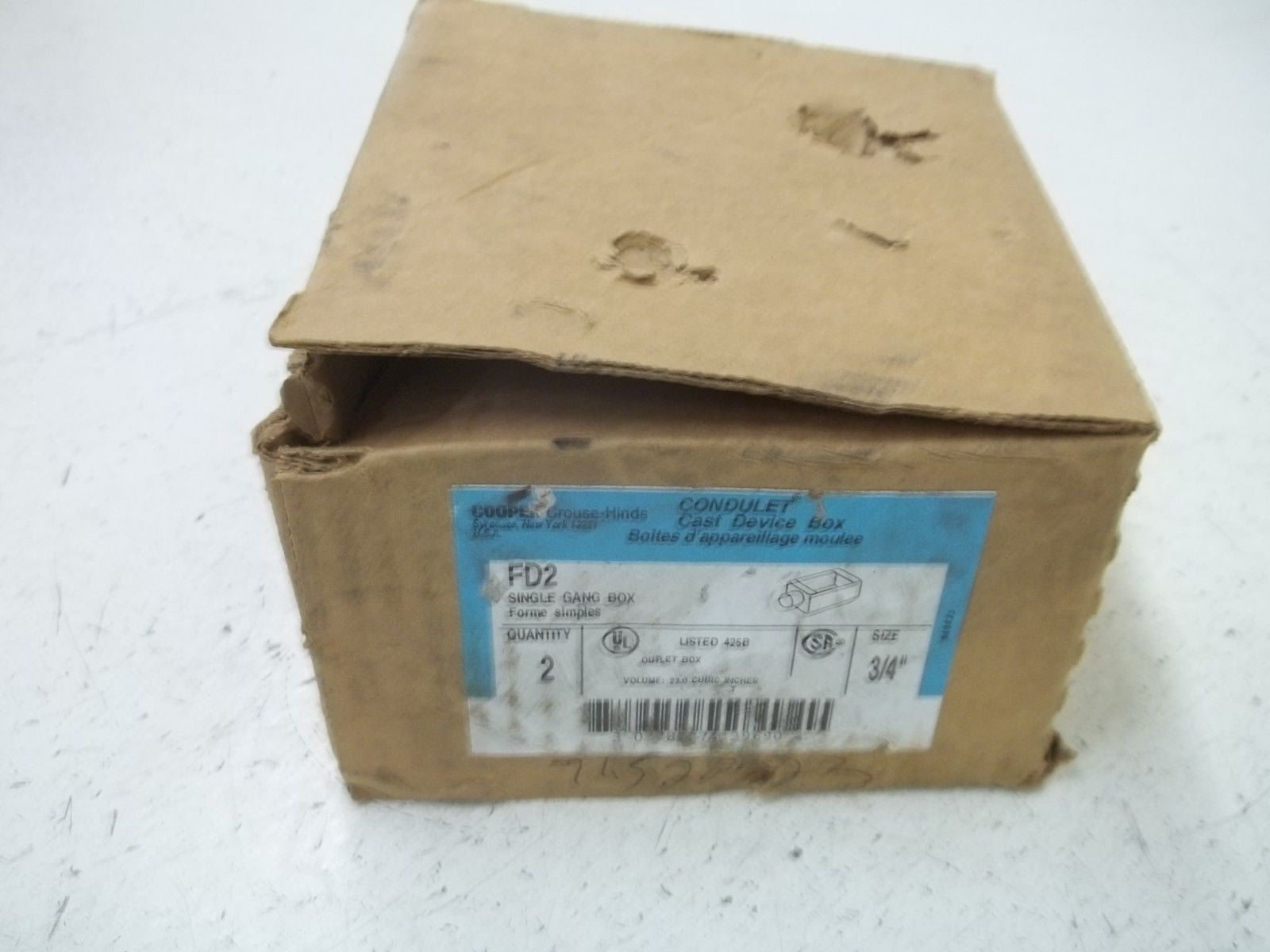LOT OF 2 CROUSE-HINDS FD2 SINGLE GANG BOX *NEW IN BOX*