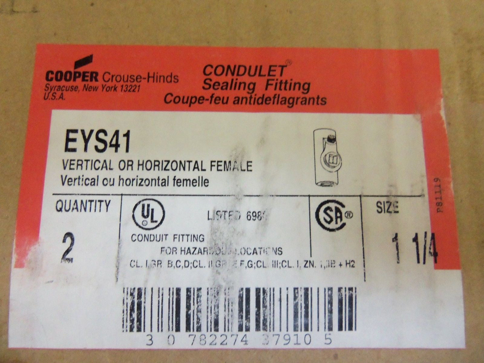LOT OF 2 CROUSE-HINDS EYS41 CONDUIT *NEW IN BOX*