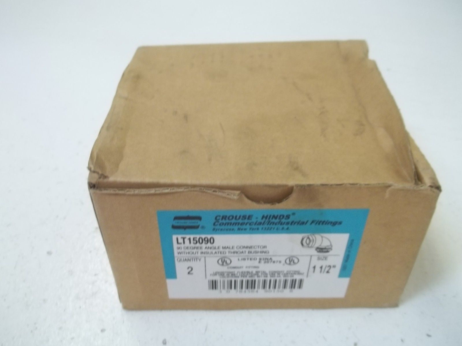 LOT OF 2 CROUSE-HINDS LT15090 90-DEGREE ANGLE MALE CONNECTOR 1-1/2"*NEW IN BOX