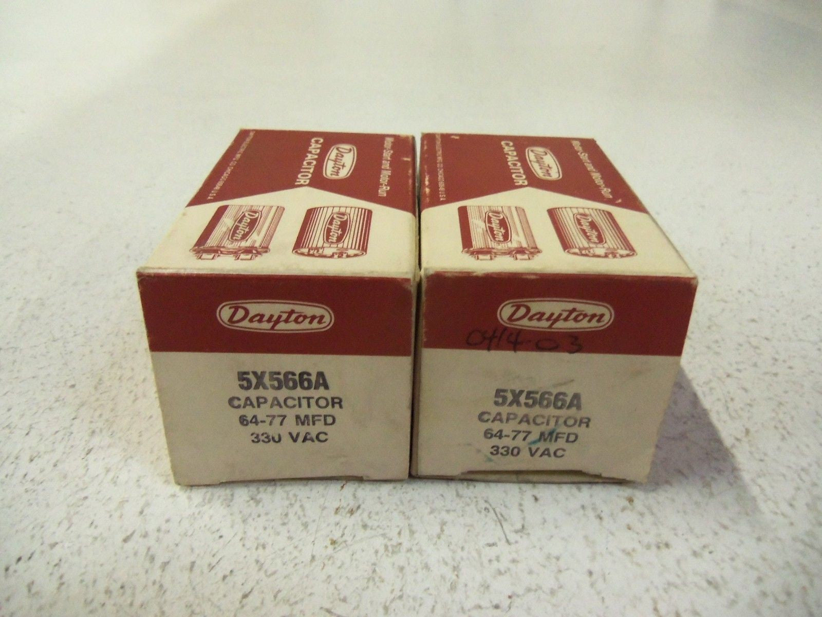 LOT OF 2 DAYTON CAPACITOR 5X566A 330VAC *NEW IN BOX*