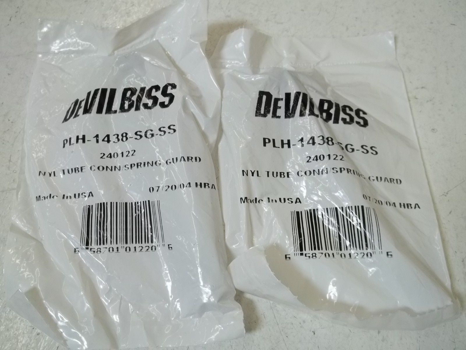 LOT OF 2 DEVILBISS PLH-1438-SG-SS TUBE CONN/SPRING GUARD *NEW IN A FACTORY BAG*