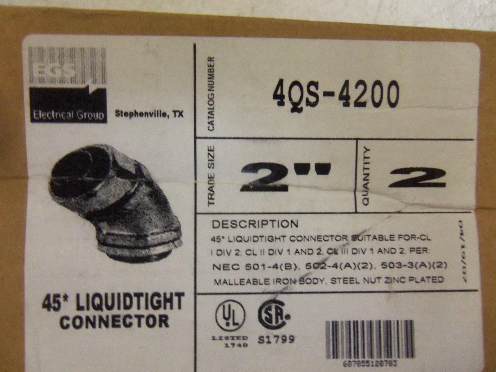 LOT OF 2 EGS 4QS-4200 CONDUIT *NEW IN BOX*
