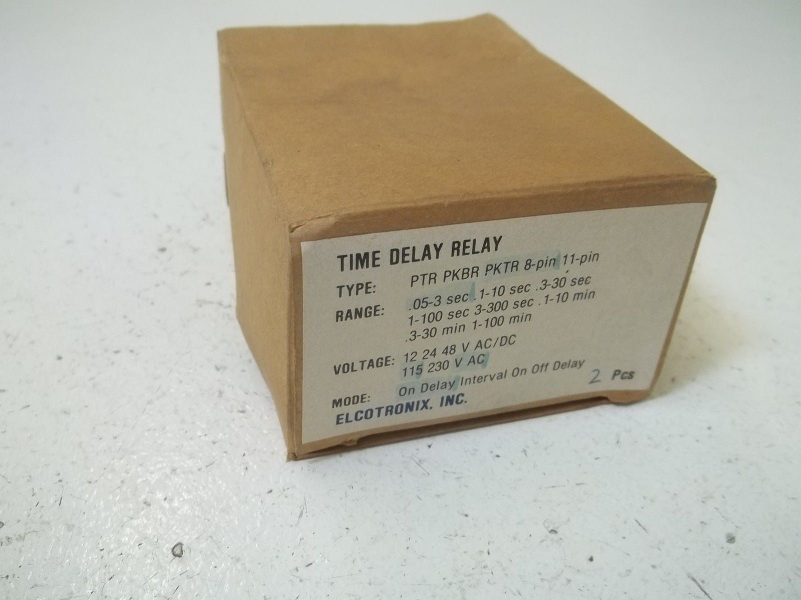 LOT OF 2 ELCOTRONIX INC. PTR RKBR PKTR TIME DELAY RELAY *NEW IN BOX*