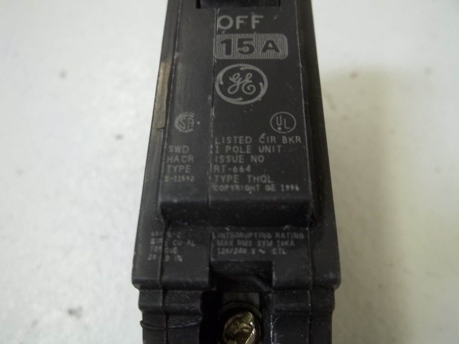 GENERAL ELECTRIC THQL115 CIRCUIT BREAKER *USED*