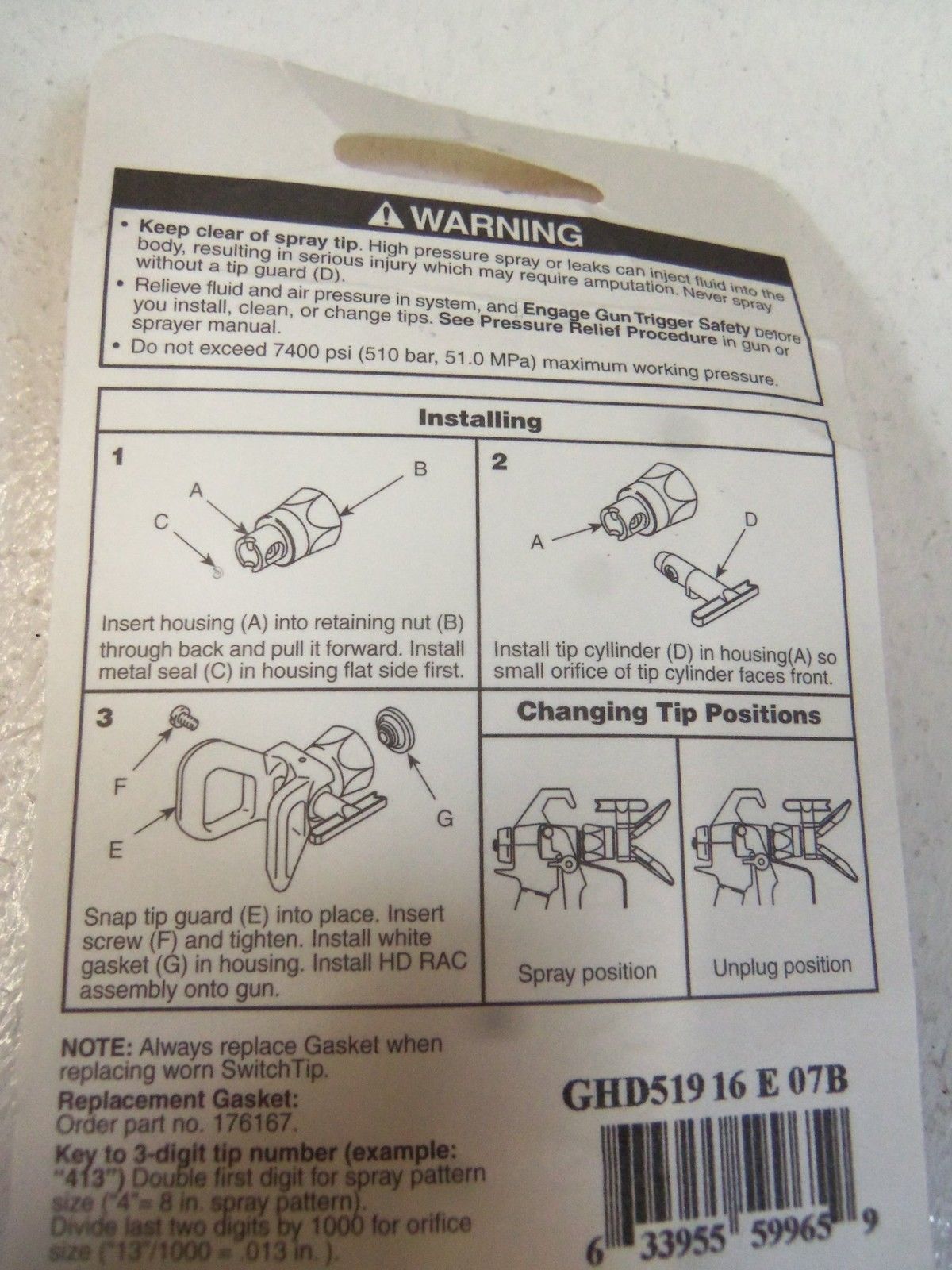 LOT OF 2 GRACO AIRLESS  SWITCH TIP GHD519 *ORIGINAL PACKAGE*