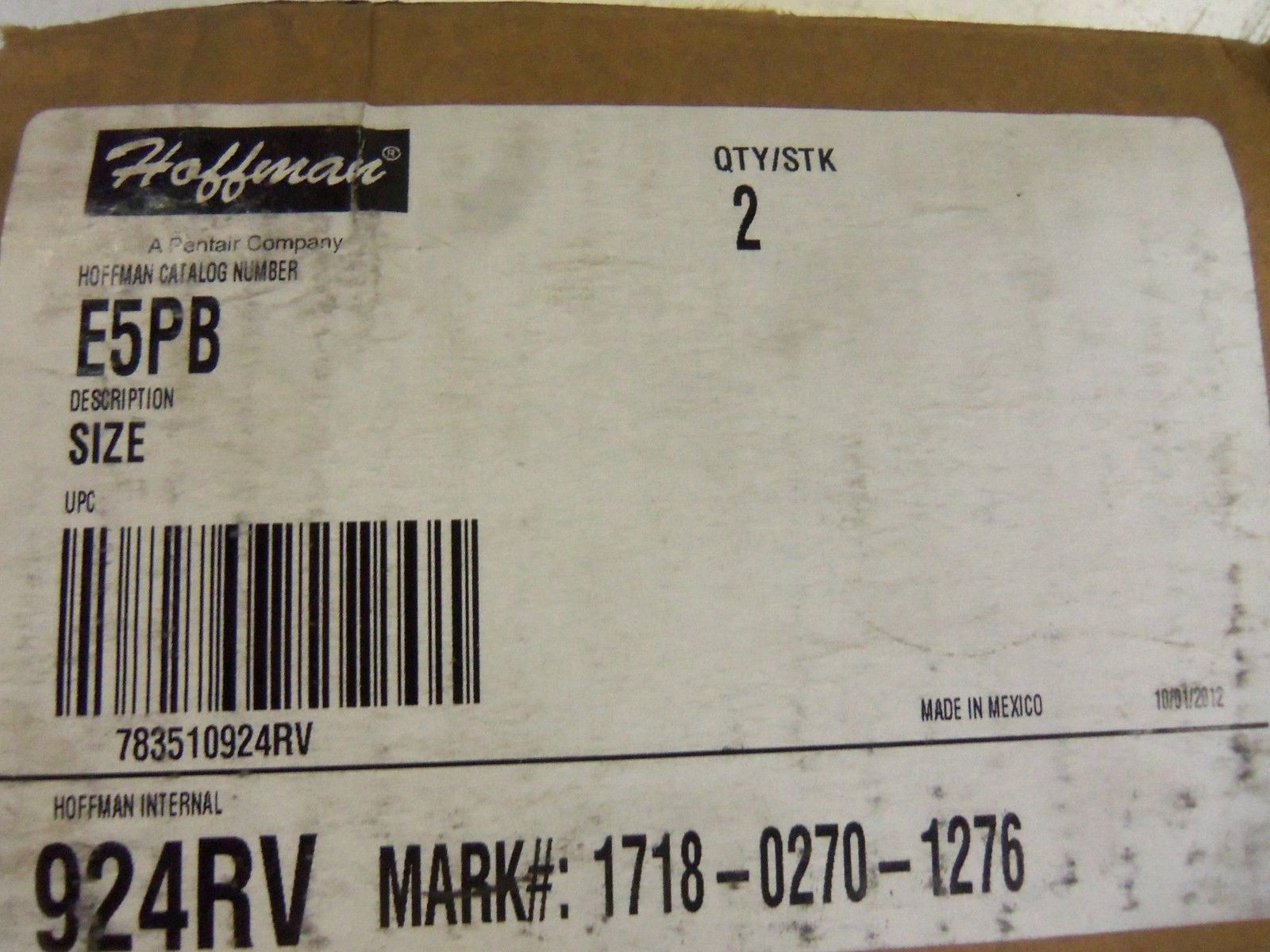 LOT OF 2 HOFFMAN E5PB PB ENCLOSURE *NEW IN BOX*