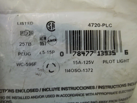 LOT OF 2 LEVITON 4720-PLC PLUG *NEW IN A FACTORY BAG*