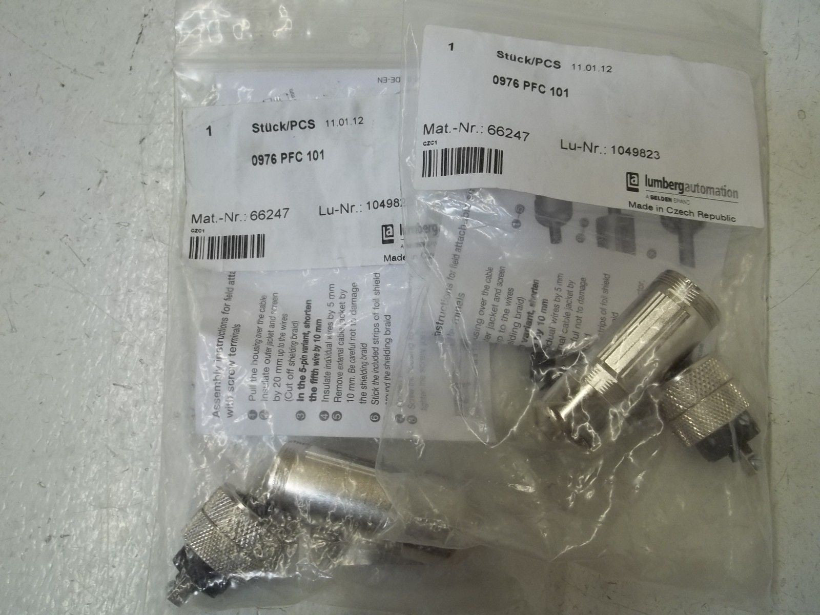 LOT OF 2 LUMBERG AUTOMATION 0976PFC101 CONNECTOR *NEW OUT OF  A BOX*