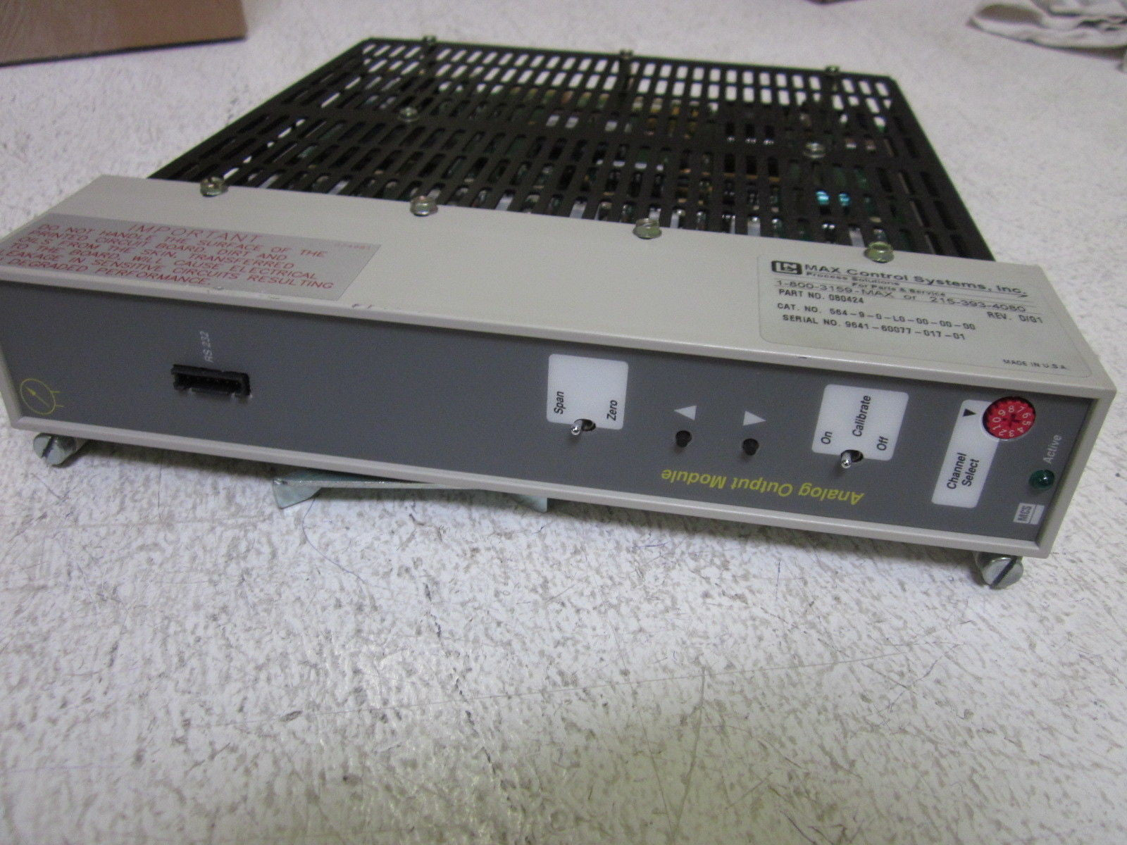 LOT OF 2 MAX CONTROL SYSTEMS 080424 REV.D/G1 ANALOG OUTPUT MODULE *USED*