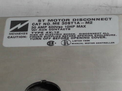LOT OF 2 MENNEKES STAINLESS  ME30ST1A-M2 *USED*