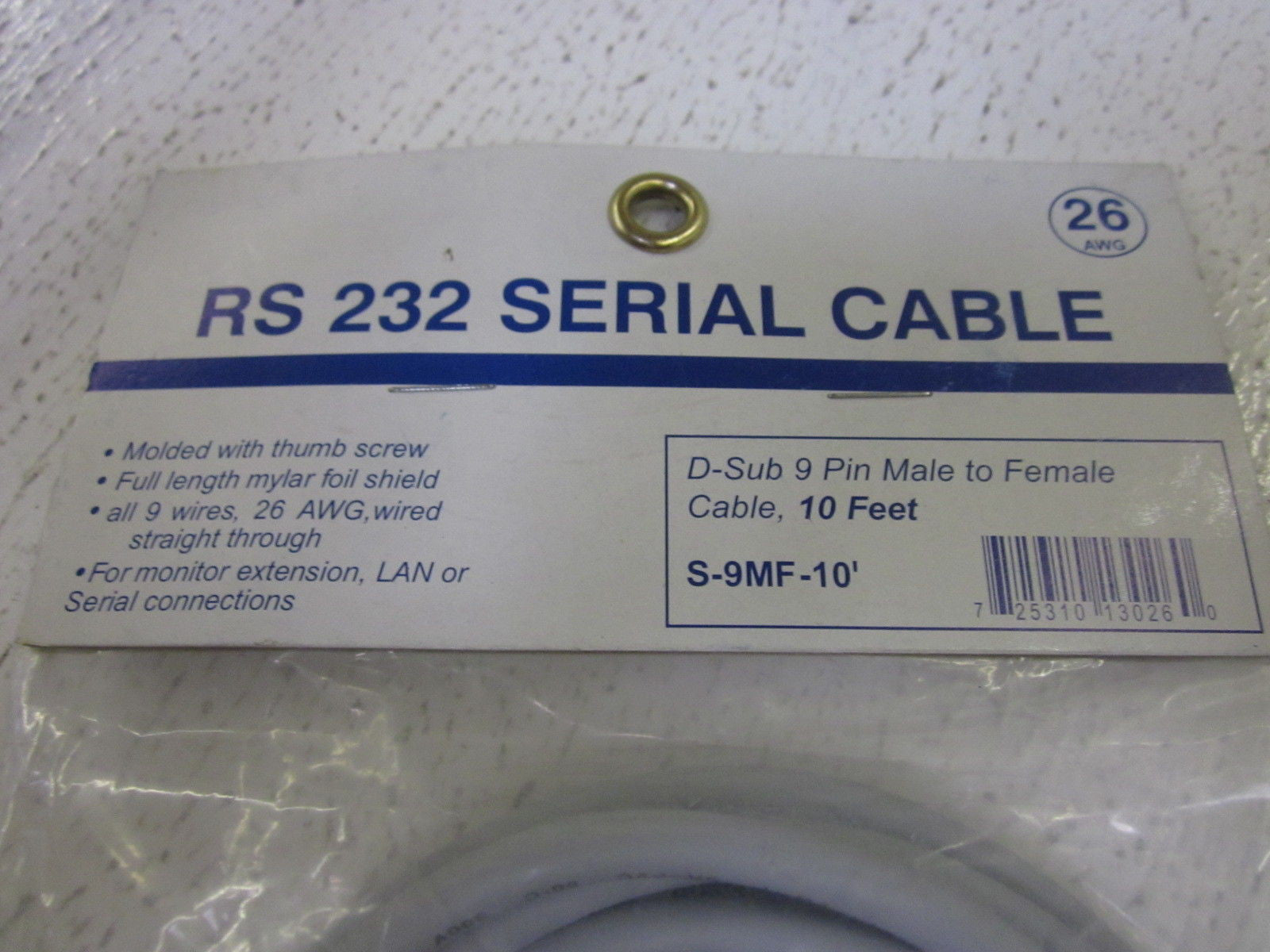 LOT OF 2 PAN PACIFIC S-9MF-10' SERIAL CABLE *NEW IN A FACTORY BAG*