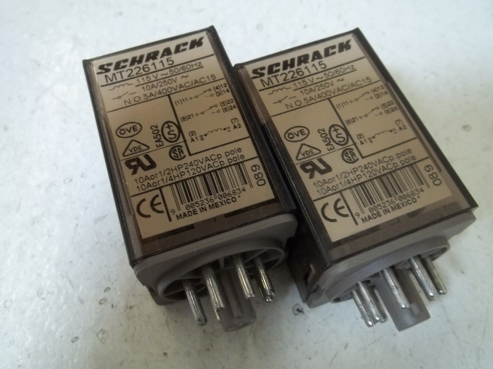 LOT OF 2 SCHRACK MT226115 RELAY *USED*